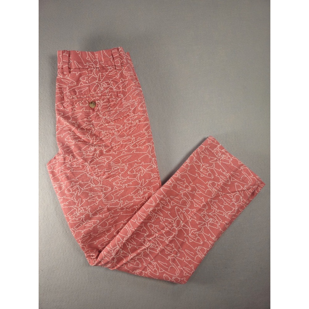 Vineyard Vines Breaker Pants Men 28x30 Coral Shark Print Slim Fit Chino